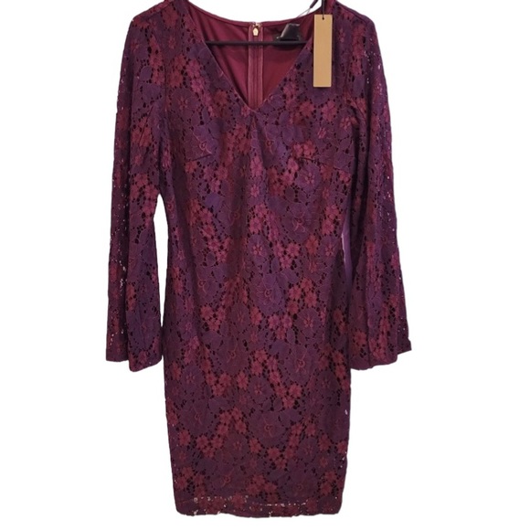 Donna Karan Dresses & Skirts - Donna Karan Purple Lace Split Butterfly Sleeve